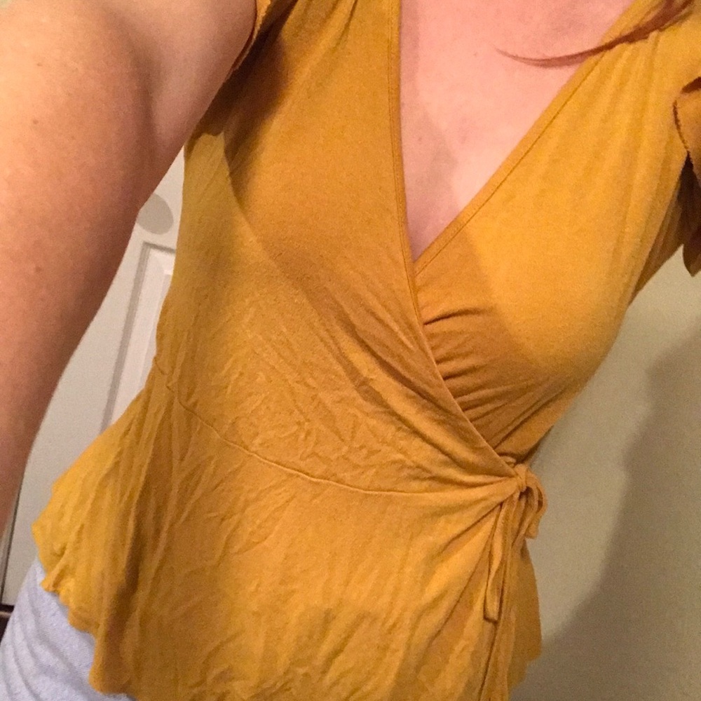 Fashion Nova Mustard Yellow Wrap Top